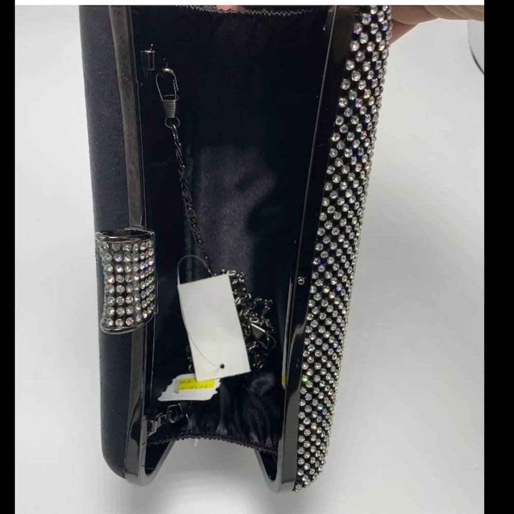 Clutch Purse black Iridescent Clear Rhinestone